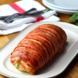 Giant Bacon Wrapped Chicken Pesto Roll