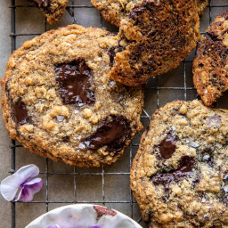 Giant Chewy Oatmeal Chocolate Chip Cookies.
