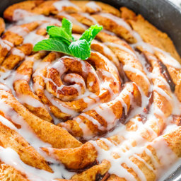 Giant Skillet Cinnamon Roll with Caramelized Pears