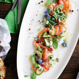 Gin-cured salmon with cucumber and lime