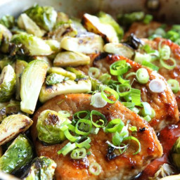 Ginger Glazed Pork Chops with Brussels Sprouts
