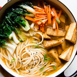 Ginger Miso Udon Noodles with Five-Spice Tofu (Vegan)