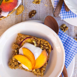 Ginger Peach Oatmeal Bake with Whipped Coconut Cream {gf+v}