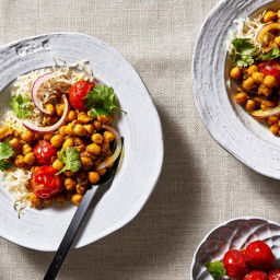 Ginger Turmeric Chickpeas With Roasted Cherry Tomatoes 