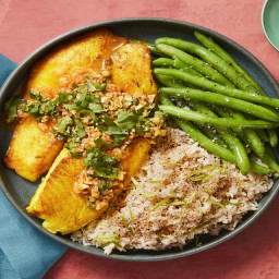 Ginger-Turmeric Tilapia with Buttery Coconut Rice & Green Beans