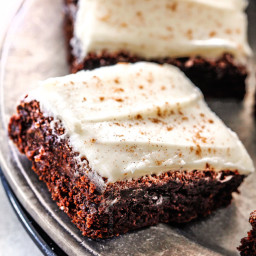 Gingerbread Brownies with Eggnog Cream Cheese Frosting