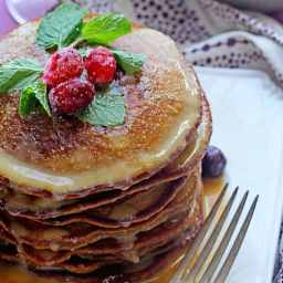 Gingerbread Pancakes with Eggnog Syrup