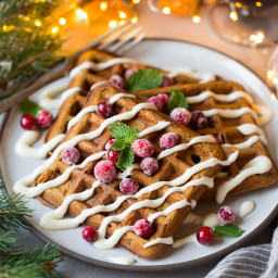 Gingerbread Waffles with Cream Cheese Glaze