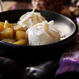 Gingered Pineapple Ice Ceam Sundae with Toasted Coconut