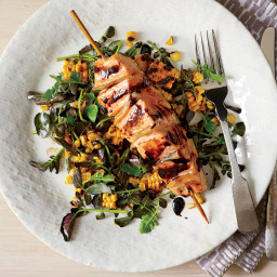 Gingered Salmon with Grilled Corn and Watercress Salad