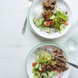 Gingery Asian Noodle Salad with Turkey and Cucumbers