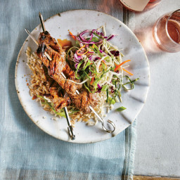 Glazed Beef Skewers with Ginger Slaw