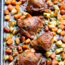 Glazed Sheet Pan Chicken with Butternut Squash and Apples {Paleo, Whole30}