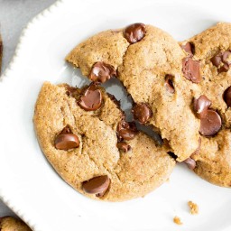 Gluten Free Almond Butter Chocolate Chip Cookies (Vegan, GF, Dairy-Free, Re