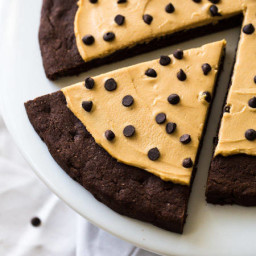 Gluten Free Chocolate Cookie Pizza with Salted Caramel Peanut Butter Greek 