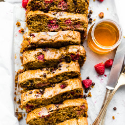 Gluten-free Chocolate Raspberry Pancake Bread {Vegan Option}