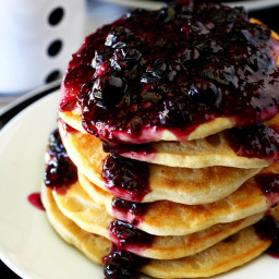 Gluten Free Pancakes with Double Berry Chia Seed Jam Syrup