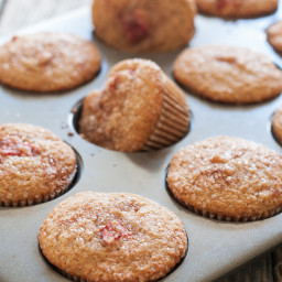 Gluten Free Rhubarb Muffins with Cinnamon Sugar Topping