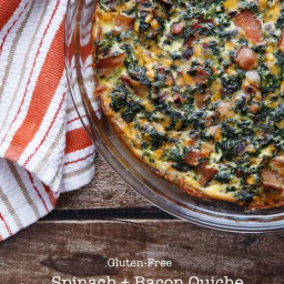 Gluten-Free Spinach and Bacon Quiche with Hashbrowns Crust