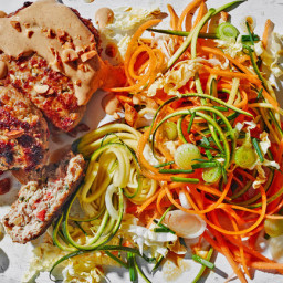 Gluten-free Thai turkey burgers with rainbow slaw