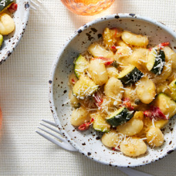 Gnocchi & Yellow Tomato Sauce with Zucchini & Roasted Red Peppers