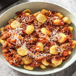Gnocchi Bolognese with Fresh Tomato Sauce, Carrots and Parmesan