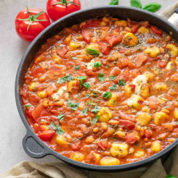 Gnocchi Pfanne mit Tomaten & Mozzarella (vegetarisch)