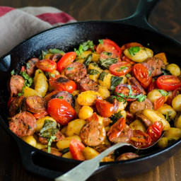 Gnocchi Skillet with Chicken Sausage  and  Tomatoes