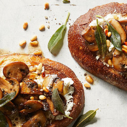 Goat Cheese Crostini with Mushrooms & Brown Butter