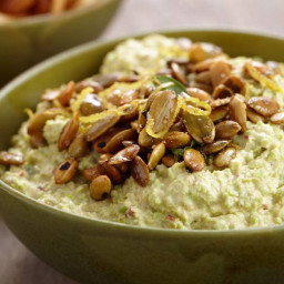 Goat Cheese-Edamame Dip with Spiced Pepitas