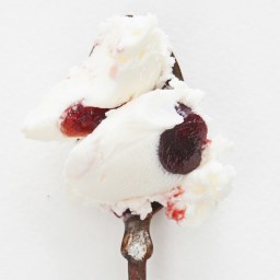 Goat Cheese Ice Cream with Roasted Red Cherries