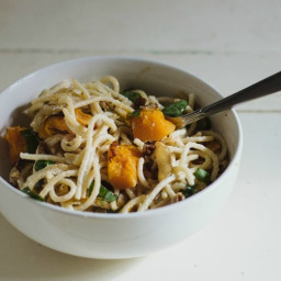 Goat Cheese Pasta with Caramelized Onions and Roasted Butternut Squash