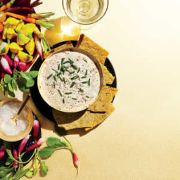 Goat Cheese Queso Dip with Vegetable Chips