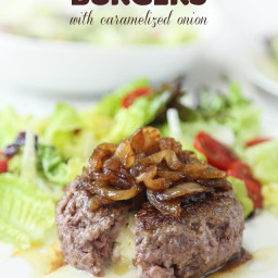 Goat Cheese Stuffed Burgers with Caramelized Onion