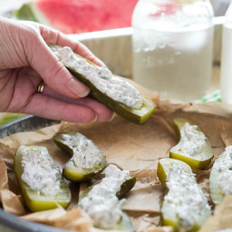 Goat Cheese Stuffed Dill Pickle Boats