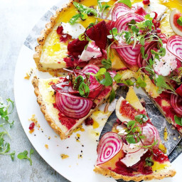 Goat's cheese tart with chia seed pastry