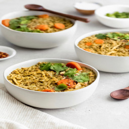 Golden curry chicken lentil soup