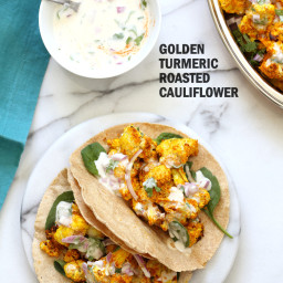 Golden Turmeric Roasted Cauliflower with Raita