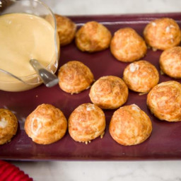 Gougeres with Gruyere Mornay and Beer Mustard
