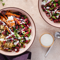 Grape Leaf Pilaf with Dilly Red Beans & Sumac Roasted Carrots