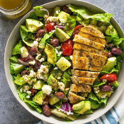 Greek Avocado and Grilled Chicken Salad with Greek Dressing
