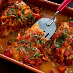 Greek Baked Fish With Tomatoes and Onions
