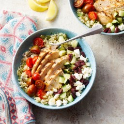 Greek Cauliflower Rice Bowls with Grilled Chicken Recipe
