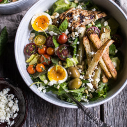 Greek Chicken Gyro Caesar Salad.