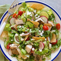Greek Chicken Salad with Pita Croutons