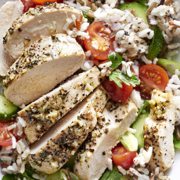 Greek Chicken with Tomato-and-Rice Salad
