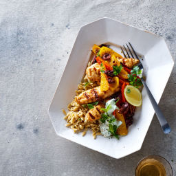 Greek Chicken with Tzatziki, Orzo & Peppers
