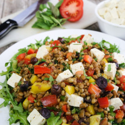 Greek-Flavored Lentil Salad with Tofu “Feta”