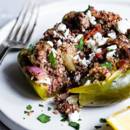 Greek Healthy Turkey Quinoa stuffed Bell Peppers
