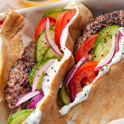 Greek-Inspired Burgers with Herb-Feta Sauce